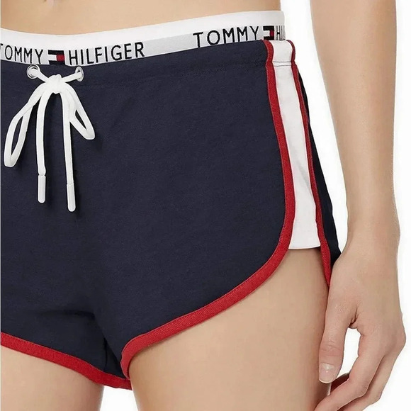 TOMMY HILFIGER DRAWSTRING LOGO WAISTBAND LOUNGE SHORTS SIZE SMALL DARK GREY - Picture 3 of 9